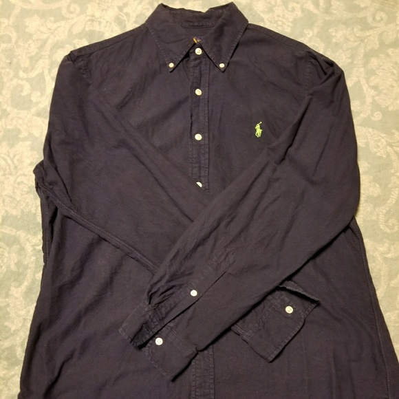 Darl blue polo Ralph Lauren button down shirt - Picture 1 of 2